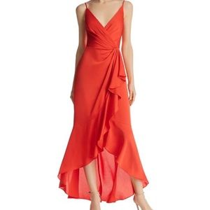 BCBG satin faux wrap dress